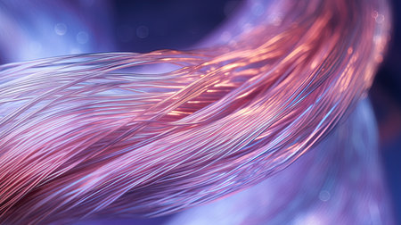 Optical fiber cable. Microscopic view. Technology background design. Ai generativeの素材