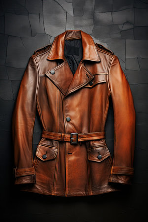 Leather coat. Men's fashion wear. Ai Generative imageの素材