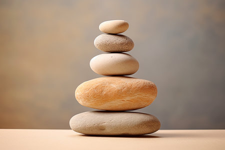 Spa stones stacked. Zen, meditation and spa concept. Ai Generative imageの素材