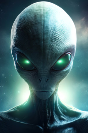 Portrait of an alien extraterrestrial in space. Ai Generative illustrationの素材