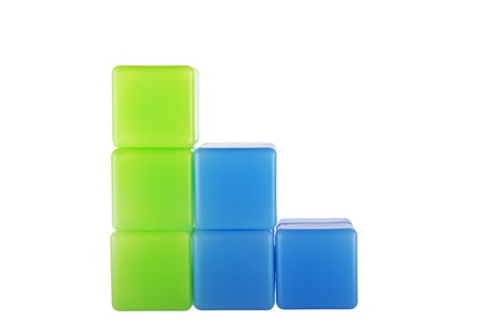Diagram made of plastic building blocks, isolated on white background