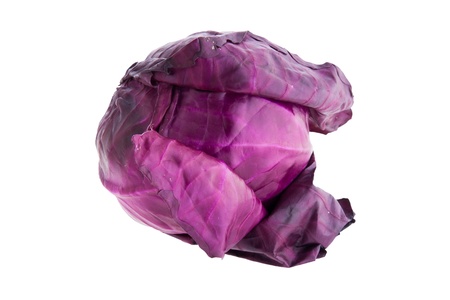 Red brassica cabbage isolated on whiteの写真素材
