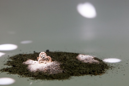 Golden engagement ringの写真素材