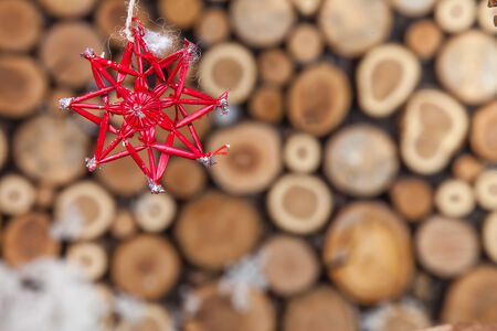 Christmas composition for postcard with pine cones and place for copy textの写真素材