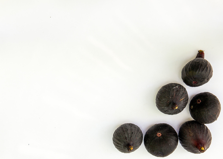 Fresh ripe sweet figs isolated white background. Copy space. Top view, high resolutionの写真素材