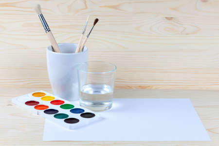 Accessories for watercolor paintingの写真素材