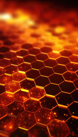 abstract 3d illustration of honeycomb background, golden honeycomb.Generative AIの素材