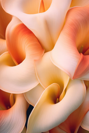 close up of calla lily petals in a bouquet. Generative AIの素材
