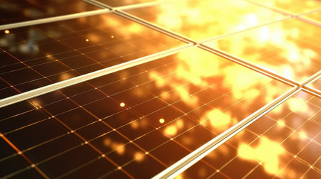 3d illustration of a solar panel with reflection on the surface. Generative AIの素材