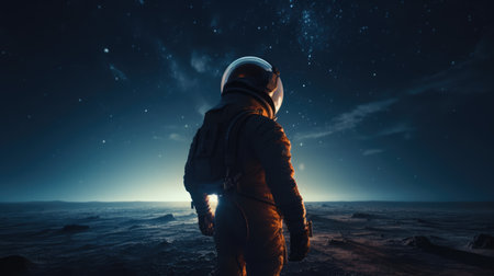 Astronaut in outer space. Mixed media. Mixed media. Mixed media. Generative AIの素材