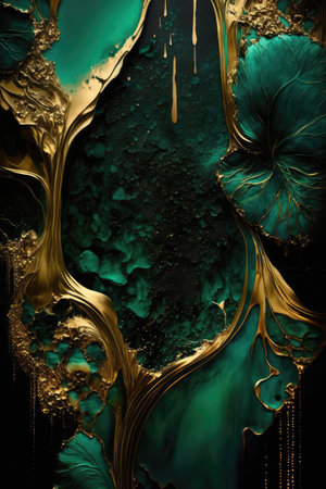 Abstract background with blue and gold ornament. Ai generatedの素材