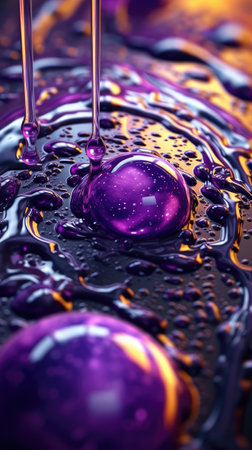 Water drop with purple liquid. 3D illustration. Abstract background.Ai generatedの素材