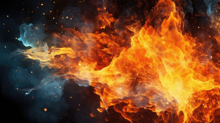 Fire flames on a black background. 3d rendering, 3d illustration.Ai Generatedの素材