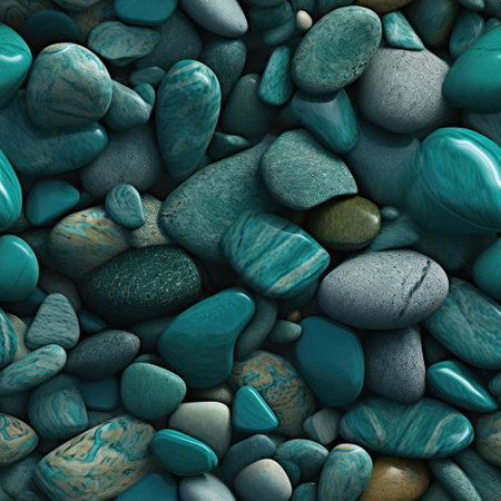 Pebbles background. 3D render of sea pebbles. Ai generatedの素材