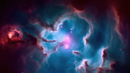 Nebula and galaxies in outer space showing the beauty of space exploration.Ai generatedの素材