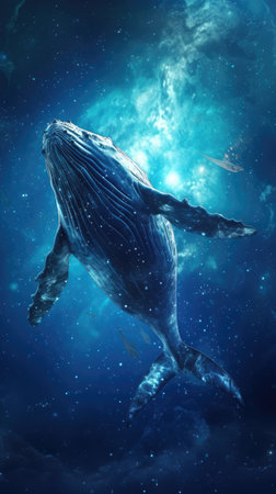 Humpback whale in deep space. 3D illustration. Ai generatedの素材