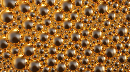 abstract background of golden and black bubbles. 3d render illustration Ai generatedの素材