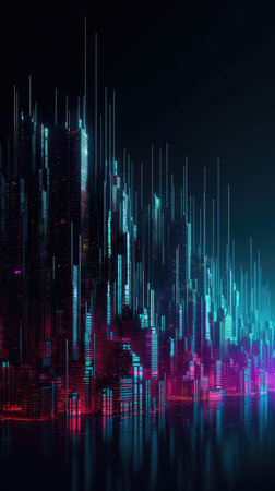 Abstract futuristic background with neon lights. Ai generatedの素材