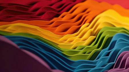Rainbow fabric background. 3d rendering, 3d illustration. Ai generatedの素材