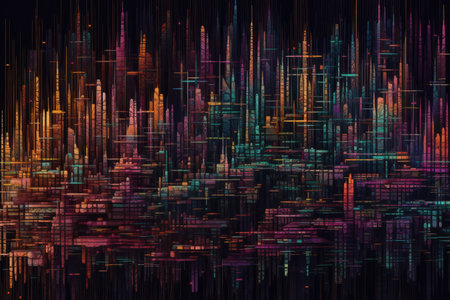 Abstract colorful background with a lot of lines and spots.Ai generatedの素材
