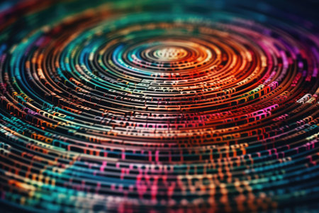 Abstract colorful background with binary code. 3d rendering toned image Ai generatedの素材