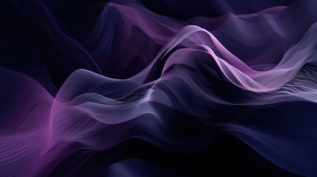 abstract background with smooth wavy lines in purple and black colors Ai generatedの素材