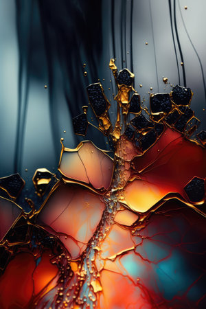 Abstract colorful background. Oil drops on water surface.  Ai generatedの素材