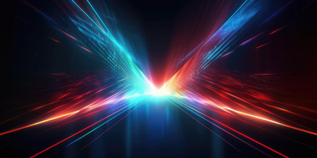 3d rendering of abstract technology background with glowing lines in empty space Ai generatedの素材