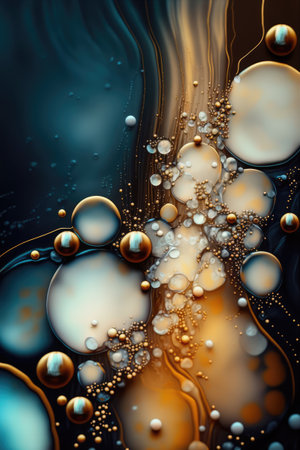 Abstract background with oil bubbles. 3d rendering, Abstract fluid texture background, ai generatedの素材