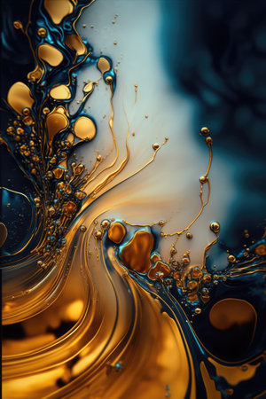Beautiful abstract background of oil drops in water.Abstract fluid texture backgroundの素材