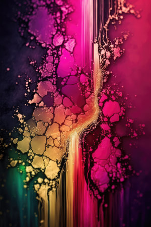 Abstract colorful background with paint splashes, drops of water and stripes.Abstract fluid texture backgroundの素材