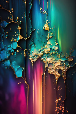 Colorful abstract background with oil drops on water surface. Abstract fluid texture background, ai generatedの素材
