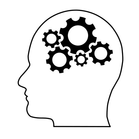 human head silhouette with gearsのイラスト素材