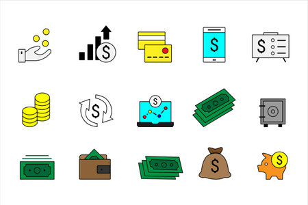 Set of financial icons on a white background. vector illustrationのイラスト素材