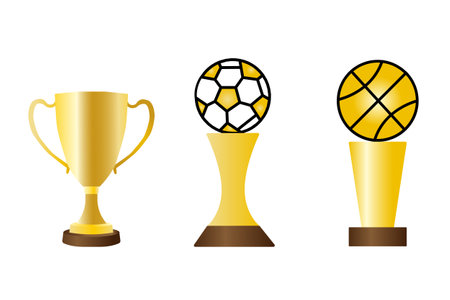 Golden cups on a white background made in vector style.のイラスト素材