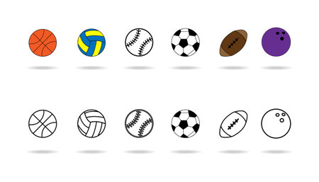 Vector set of balls for sports on a white backgroundのイラスト素材