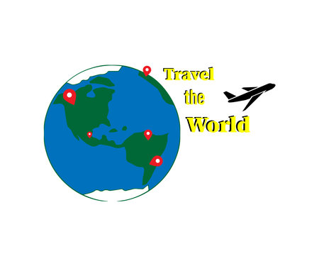 Vector illustration with the inscription: "Travel around the world"のイラスト素材