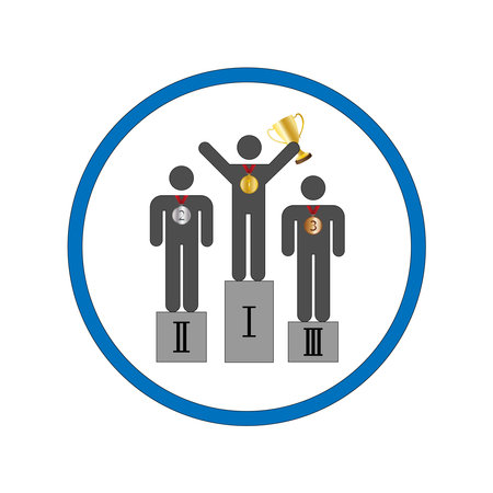 Three people are drawn in a flat style with medals. vector illustrationのイラスト素材