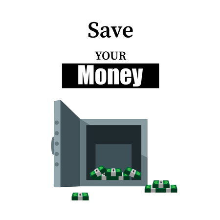 Vector illustration with the inscription: "Save your money."のイラスト素材