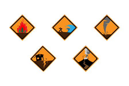 A set of pictures indicating danger. vector illustrationのイラスト素材