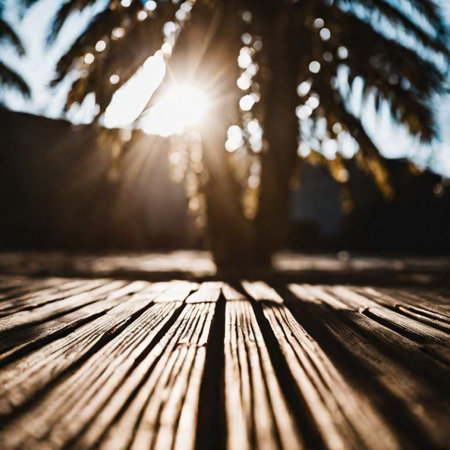 wooden table and windowの素材