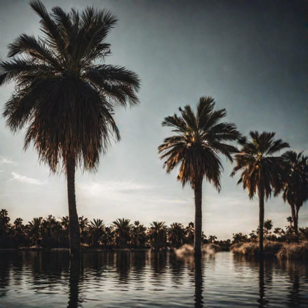 palm trees on the beachの素材