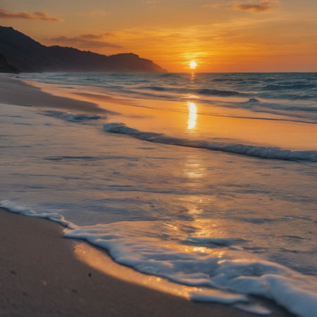 sunset on the beachの素材