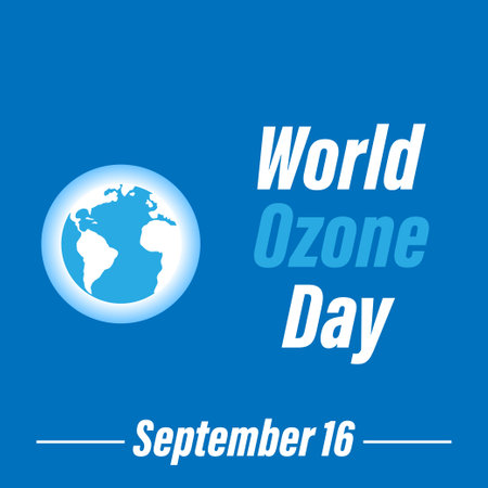 World Day for the Protection of the Earth's Protective Ozone Layer. Blue background and vector graphicsのイラスト素材
