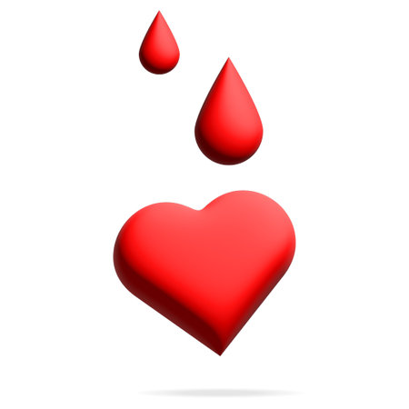 A red heart with droplets on top.. Vector graphics on a white backgroundのイラスト素材