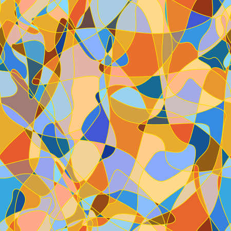Abstract Vector, Seamless Image of a Mosaic Background in Yellow and Blue Tones. Can Be Applied in Design Projectsのイラスト素材
