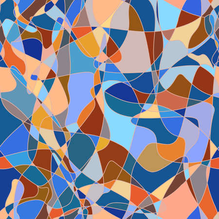 Abstract Vector, Seamless Mosaic Background in Orange and Blue Tones. Can Be Applied in Design Projectsのイラスト素材