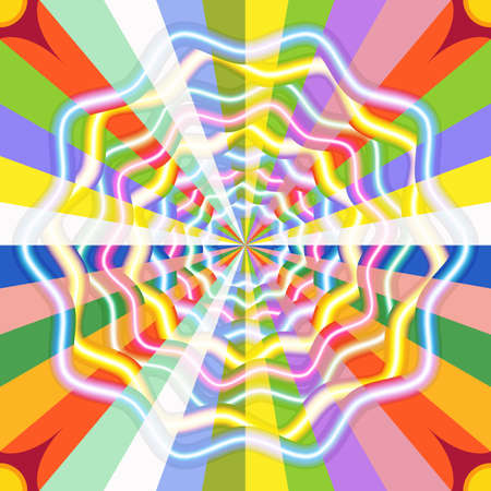 Abstract, Vector, Seamless Image Composed of Circular Iridescent Translucent Ornament On Radial Rays. Can Be Applied in Design Projectsのイラスト素材