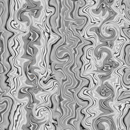 Vector, Abstract, Mosaic Pattern of Black and White Gradient Curls and Curvilinear Divisionsのイラスト素材