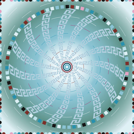 Seamless, Vector Mandala Image in Pale Blue Tones. Possible Applications in Design and Textilesのイラスト素材
